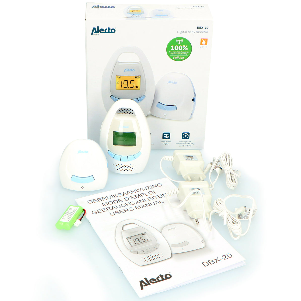 Alecto DBX-20 - Digitales Babyphone mit Display, weiß/blau