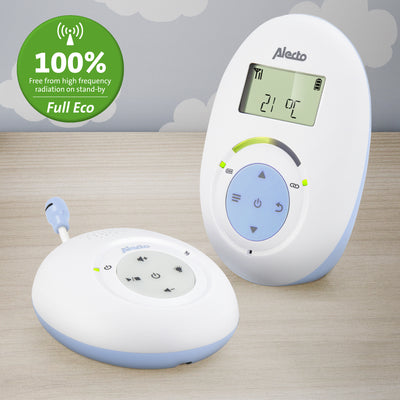 Alecto DBX-112 - DECT Babyphone mit Full ECO-Modus und Display, weiß/blau