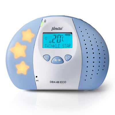 Alecto DBX-88 ECO - DECT Babyphone mit Full ECO-Modus und Display, weiß/blau