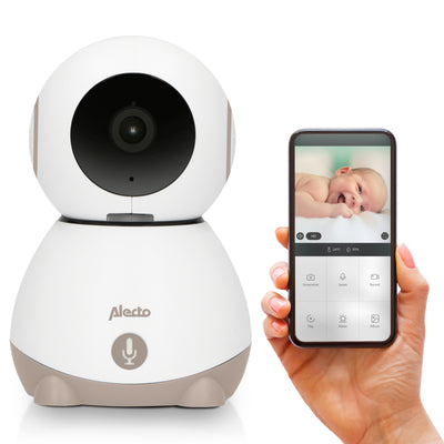 Alecto SMARTBABY10BE - WLAN-Babyphone mit Kamera, Weiß/Taupe