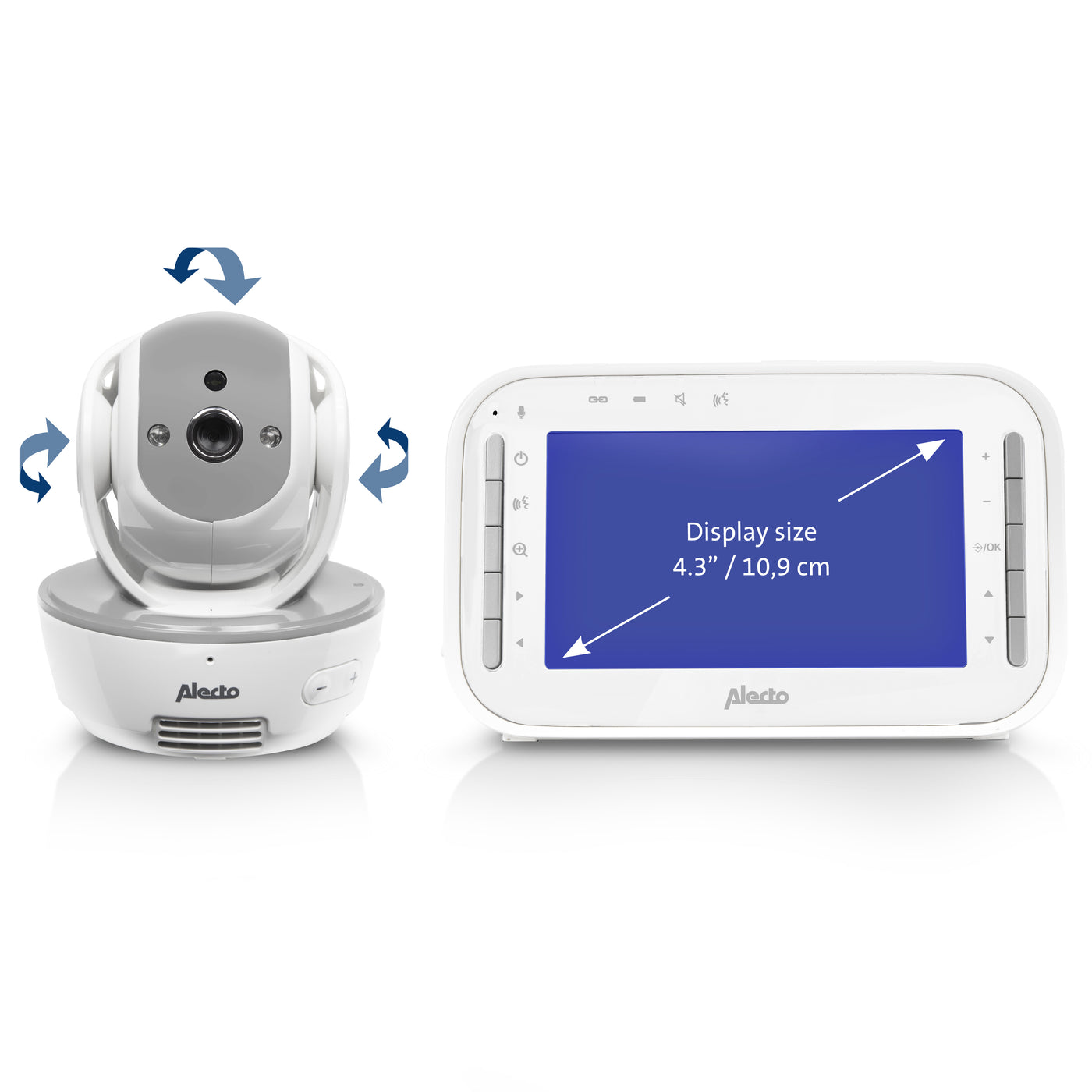 Alecto DVM200MGS - Babyphone mit Kamera und 4,3"-Farbdisplay, Weiß/Grau
