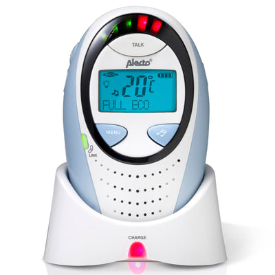Alecto DBX-88 ECO - DECT Babyphone mit Full ECO-Modus und Display, weiß/blau