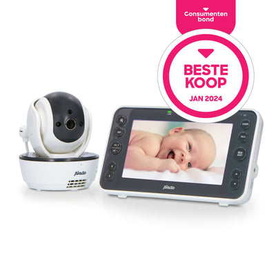 Alecto DVM200XL - Babyphone mit Kamera und 5"-Farbdisplay, Weiß/Anthrazit
