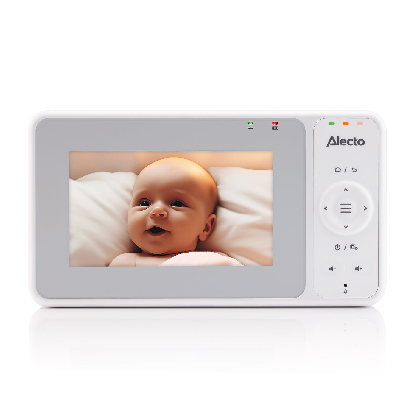 Alecto DVM2043 - Babyphone mit Kamera, großem 4,3" Farbdisplay und Nachtlicht - Ferngesteuert - Weiß
