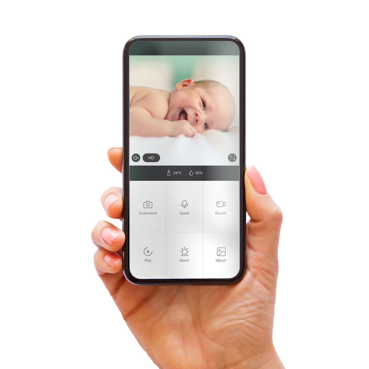 Alecto SMARTBABY10 - WLAN-Babyphone mit Kamera - Weiß/Grau