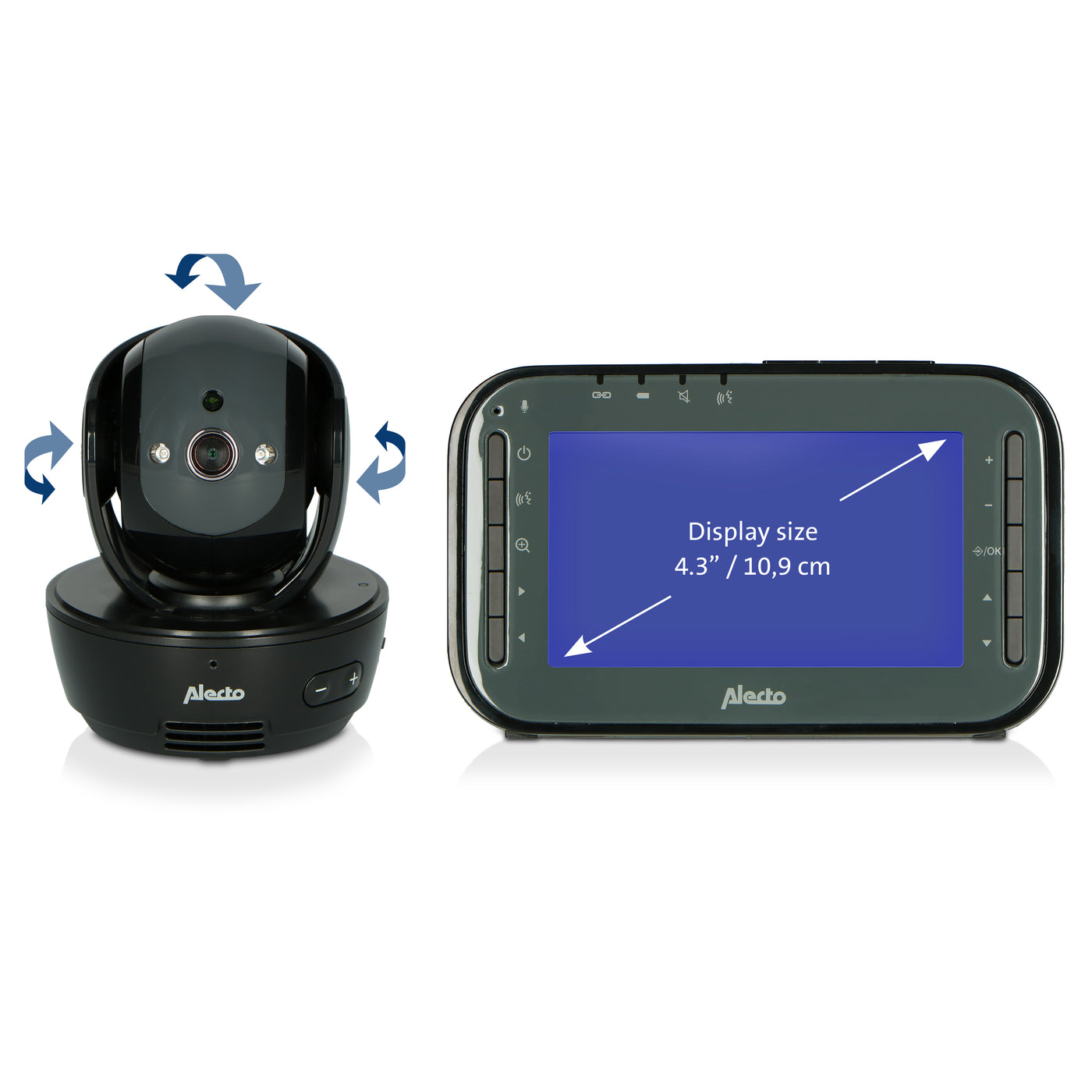 Alecto DVM200MBK - Babyphone mit Kamera und 4,3"-Farbdisplay, Schwarz