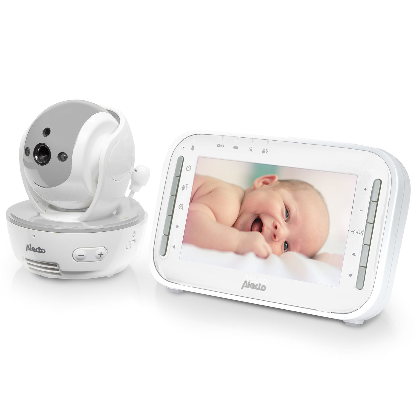 Alecto DVM200MGS - Babyphone mit Kamera und 4,3"-Farbdisplay, Weiß/Grau