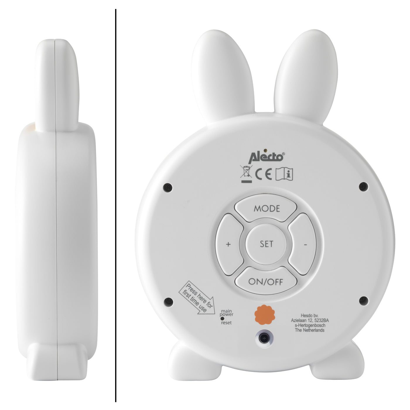 Alecto BC100BUNNY - Schlaftrainer, Nachtlicht und Wecker, Hase