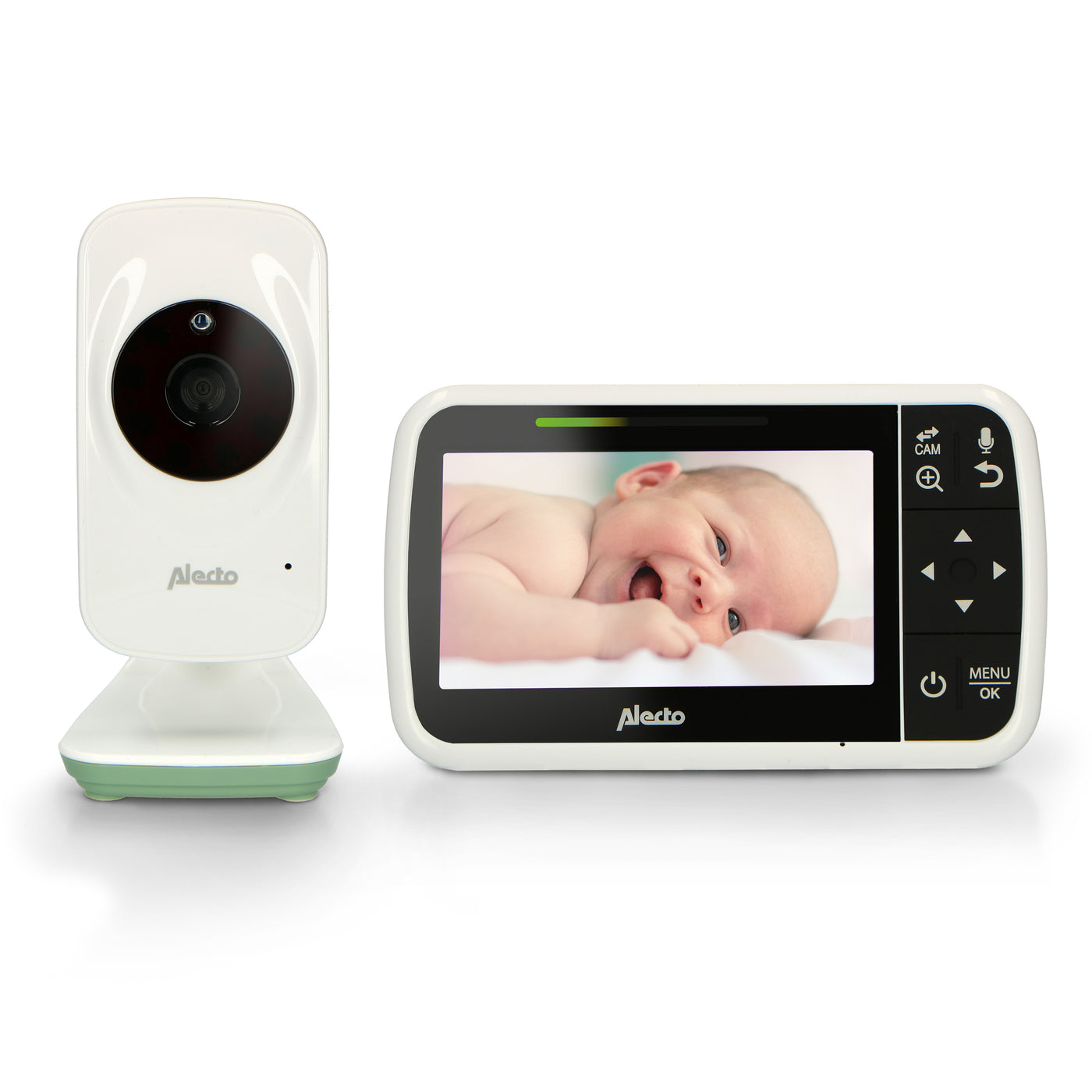 Alecto DVM149GN  - Babyphone mit Kamera und 4.3"-Farbdisplay, Weiß/Grün