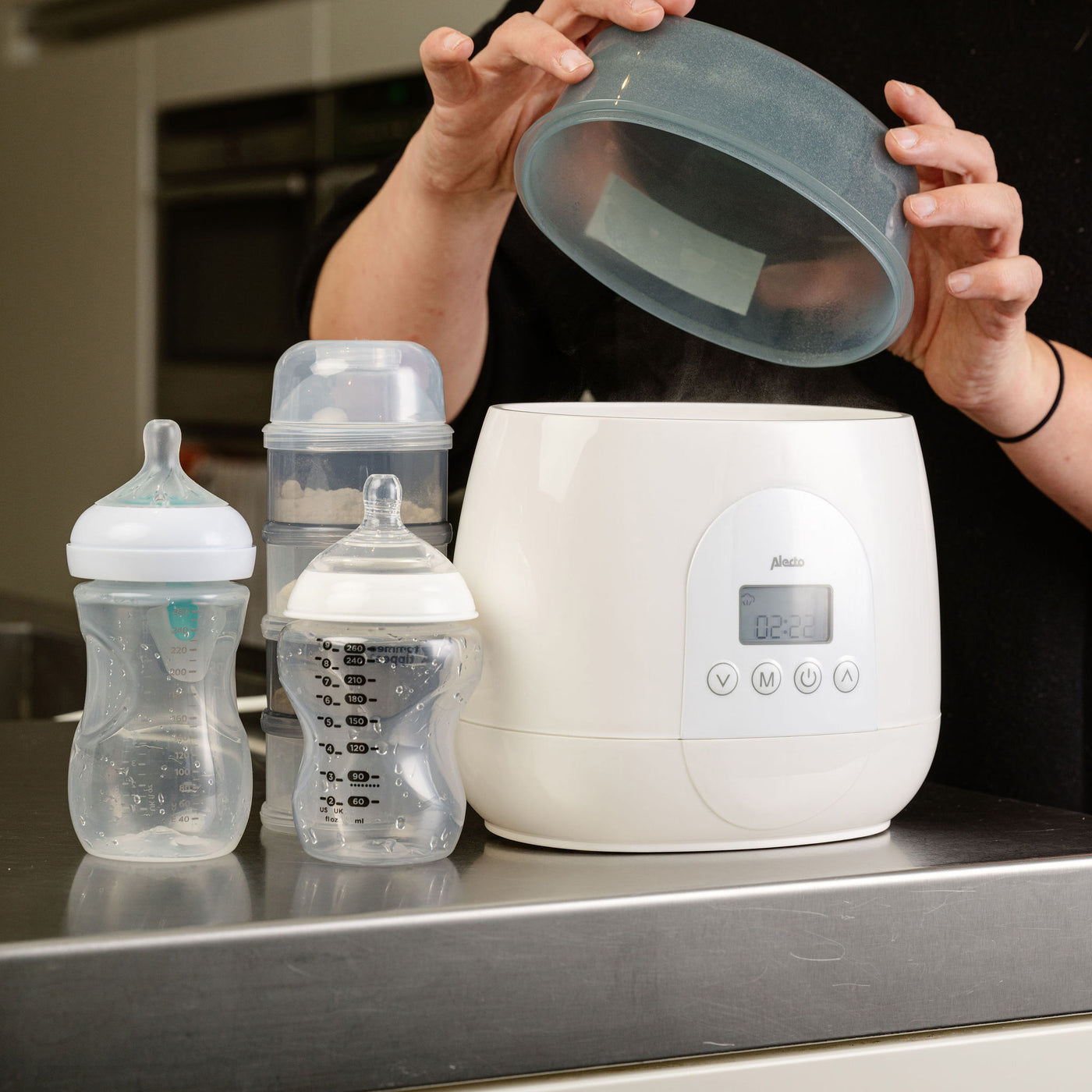 Alecto BW700TWIN - Schneller digitaler duo Flaschenwärmer zum Erwärmen, Sterilisieren und Auftauen, weiß