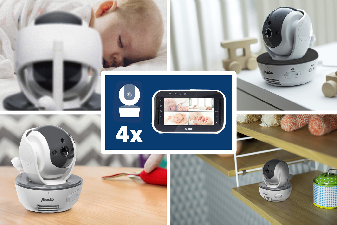 Alecto DVM200M - Babyphone mit Kamera und 4,3"-Farbdisplay, Weiß/Anthrazit