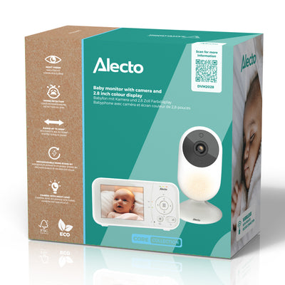 Alecto DVM2028 - Babyphone mit Kamera und 2.8" Bildschirm - Nachtsicht und Temperaturanzeige - Weiß/Grau