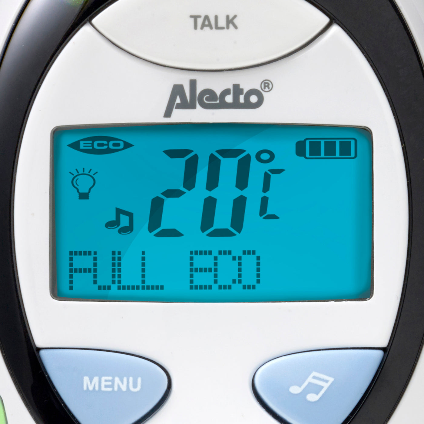Alecto DBX-88 ECO - DECT Babyphone mit Full ECO-Modus und Display, weiß/blau