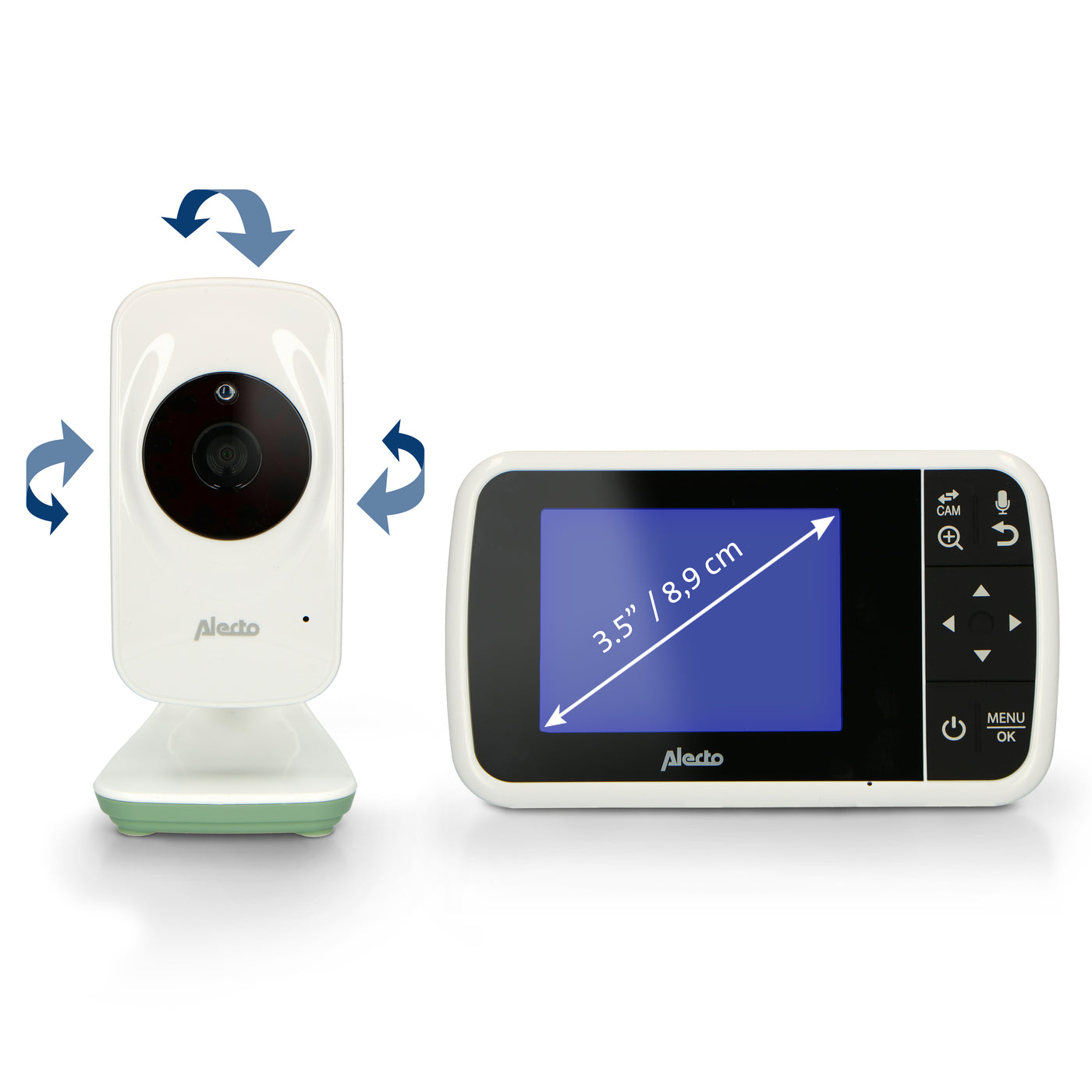 Alecto DVM135 - Babyphone mit Kamera und 3.5"-Farbdisplay, Weiß