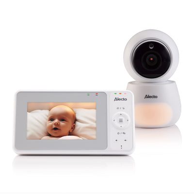Alecto DVM2043 - Babyphone mit Kamera, großem 4,3" Farbdisplay und Nachtlicht - Ferngesteuert - Weiß