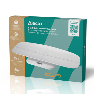 Alecto BC70 - Digitale Babywaage, Personenwaage und Tierwaage in einem - Bis zu 150 kg mit abnehmbarer Wiegefläche - Weiß
