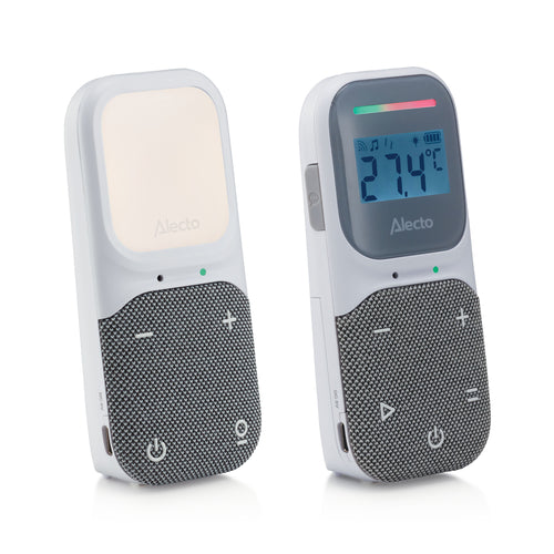 Alecto DBX140 - Modernes Full Eco Audio Babyphone mit klarer DECT-Klangqualität, Display und Nachtlicht - Weiß/Grau