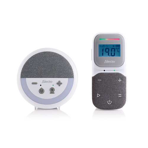 Alecto DBX150 - Luxuriöses Full Eco DECT Audio Babyphone mit Projektor, Display, Nachtlicht und Schlafliedern - Weiß/Grau
