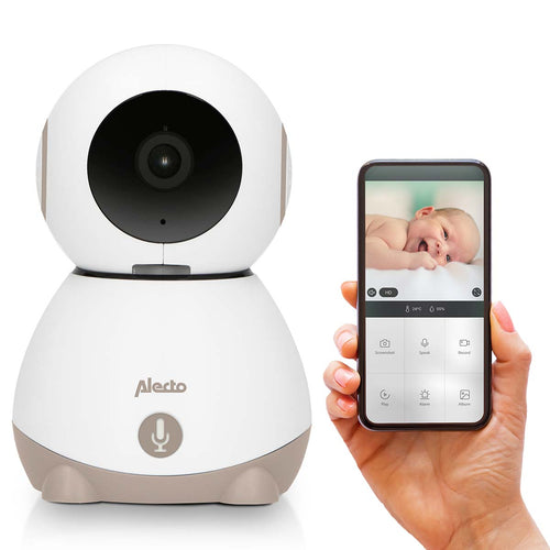 Alecto SMARTBABY10BE - WLAN-Babyphone mit Kamera, Weiß/Taupe