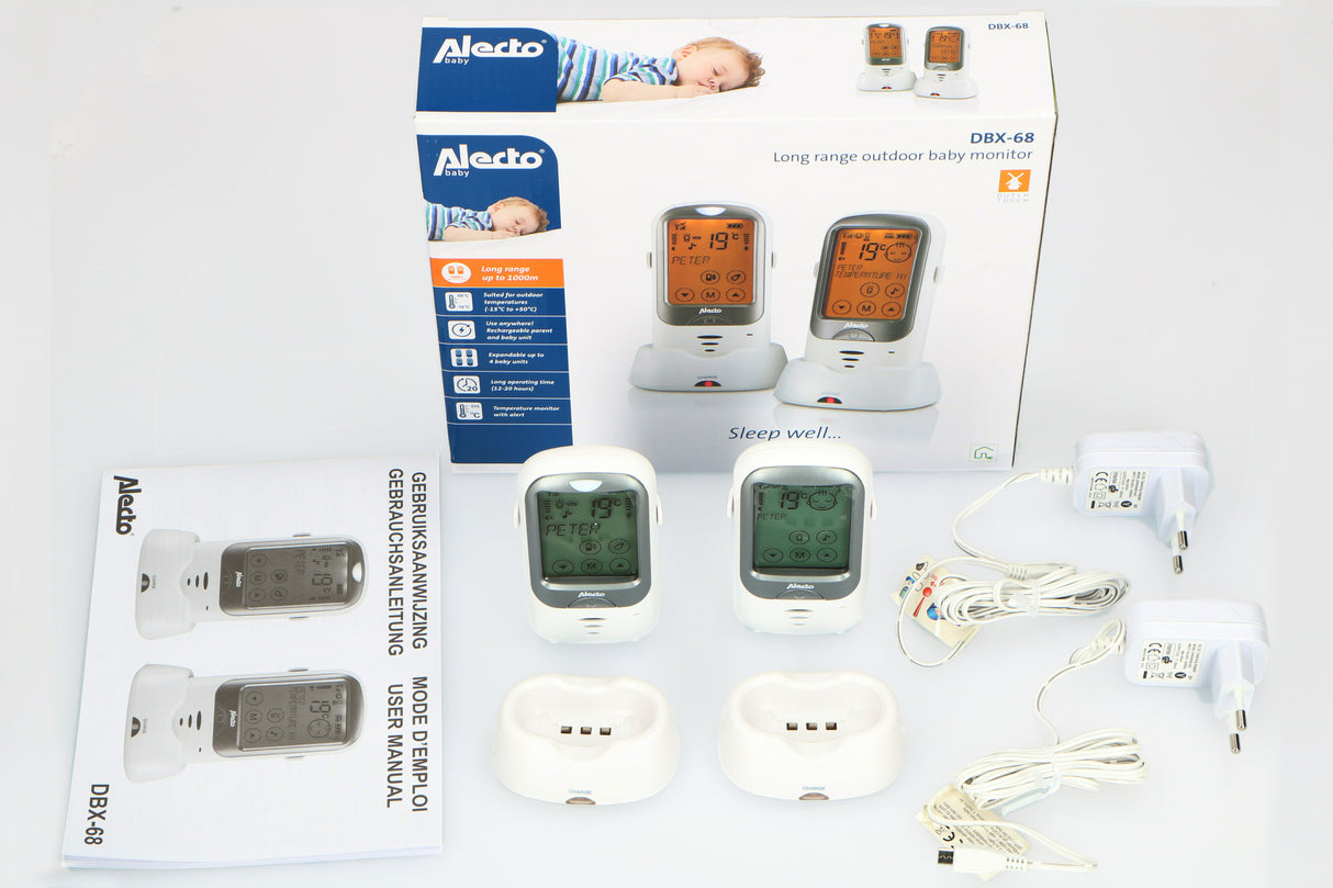 Alecto DBX-68 - Babyphone für den Außenbereich mit großer Reichweite, weiß/anthrazit