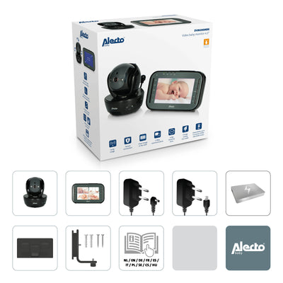 Alecto DVM200MBK - Babyphone mit Kamera und 4,3"-Farbdisplay, Schwarz