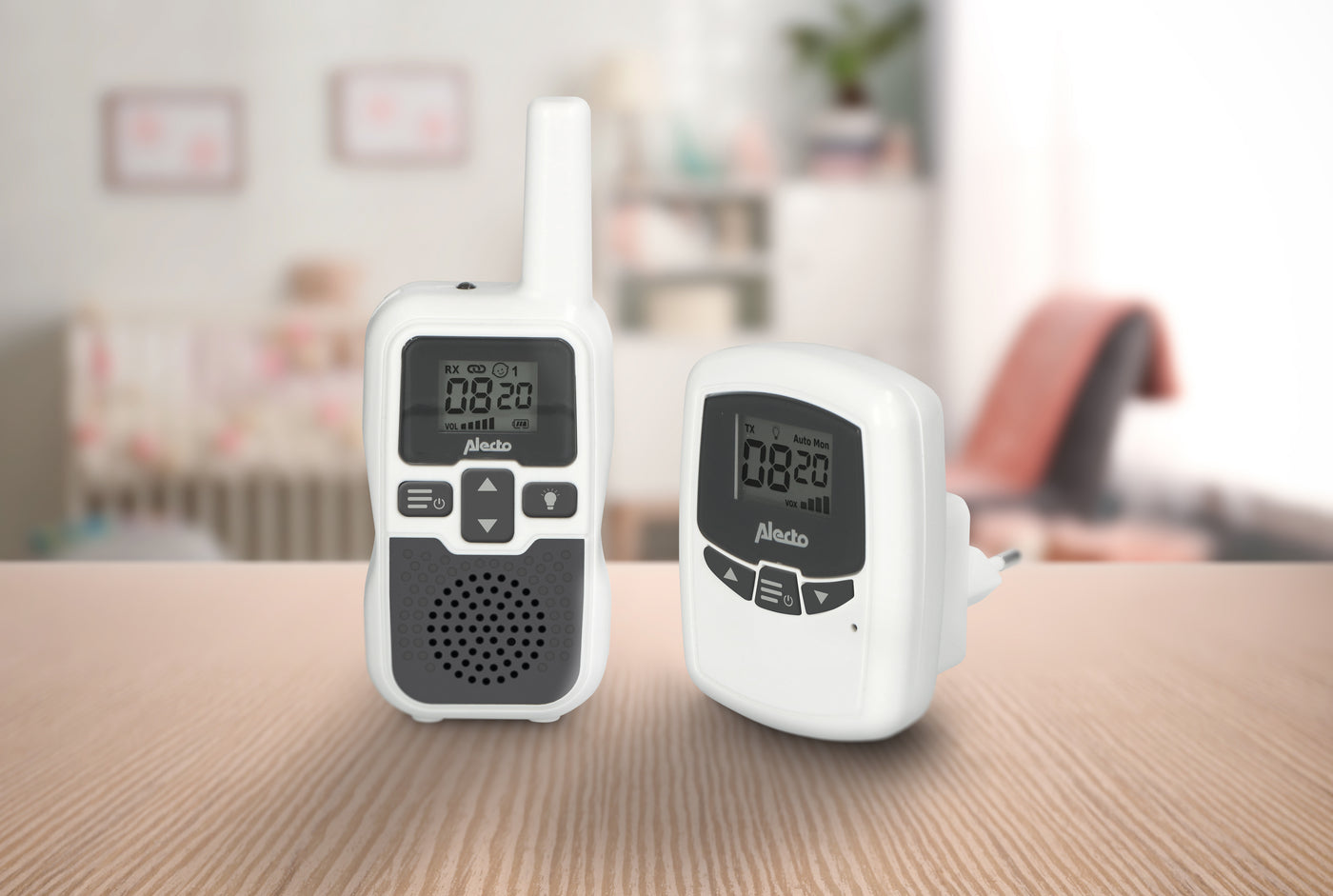 Alecto DBX-80 - Babyphone mit Reichweite von bis zu 3.000 Metern, weiß/anthrazit