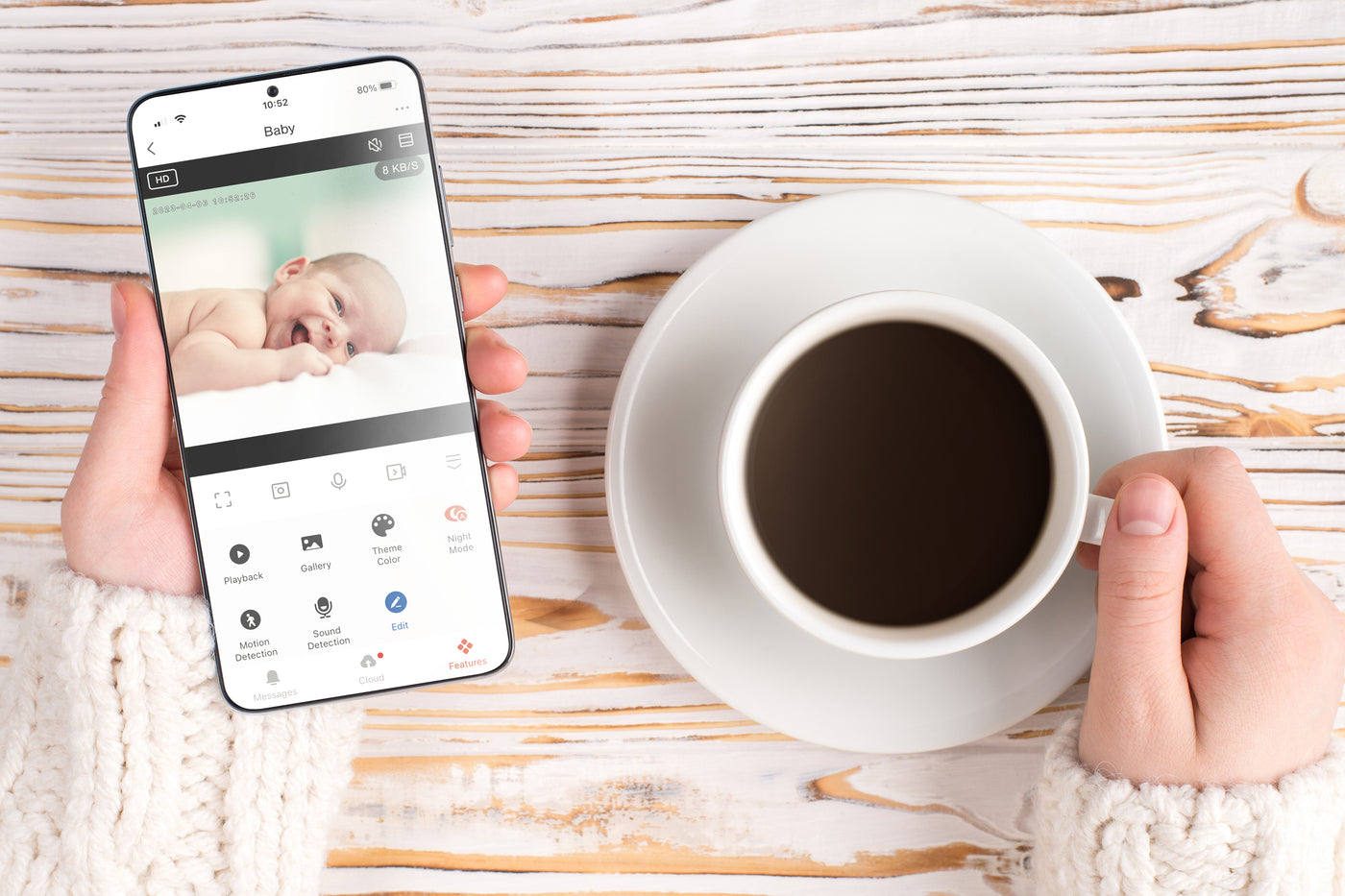 Alecto SMARTBABY5 - WLAN-Babyphone mit Kamera - Weiß