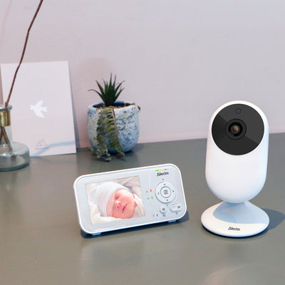 Alecto DVM2028 - Babyphone mit Kamera und 2.8" Bildschirm - Nachtsicht und Temperaturanzeige - Weiß/Grau