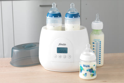 Alecto BW700TWIN - Schneller digitaler duo Flaschenwärmer zum Erwärmen, Sterilisieren und Auftauen, weiß