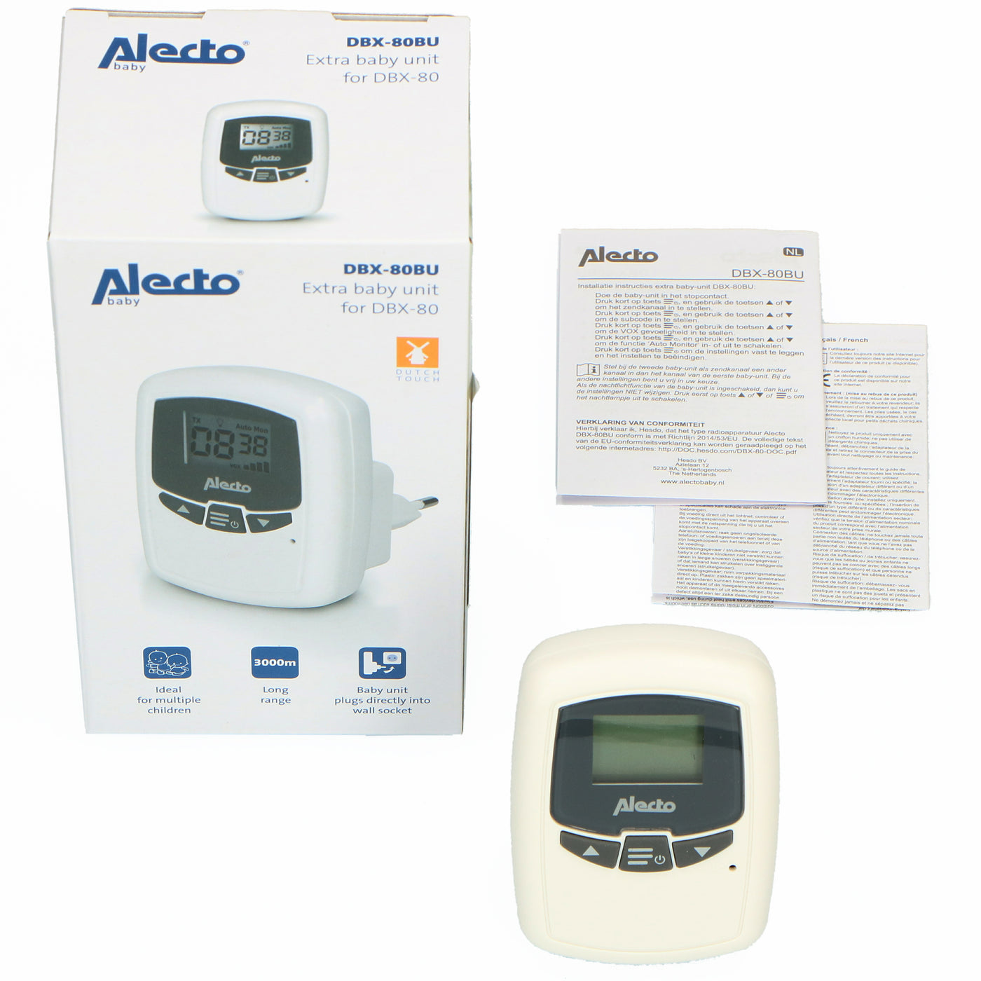 Alecto DBX-80BU - Zusätzliches Babyeinheit für DBX-80, weiß/anthrazit