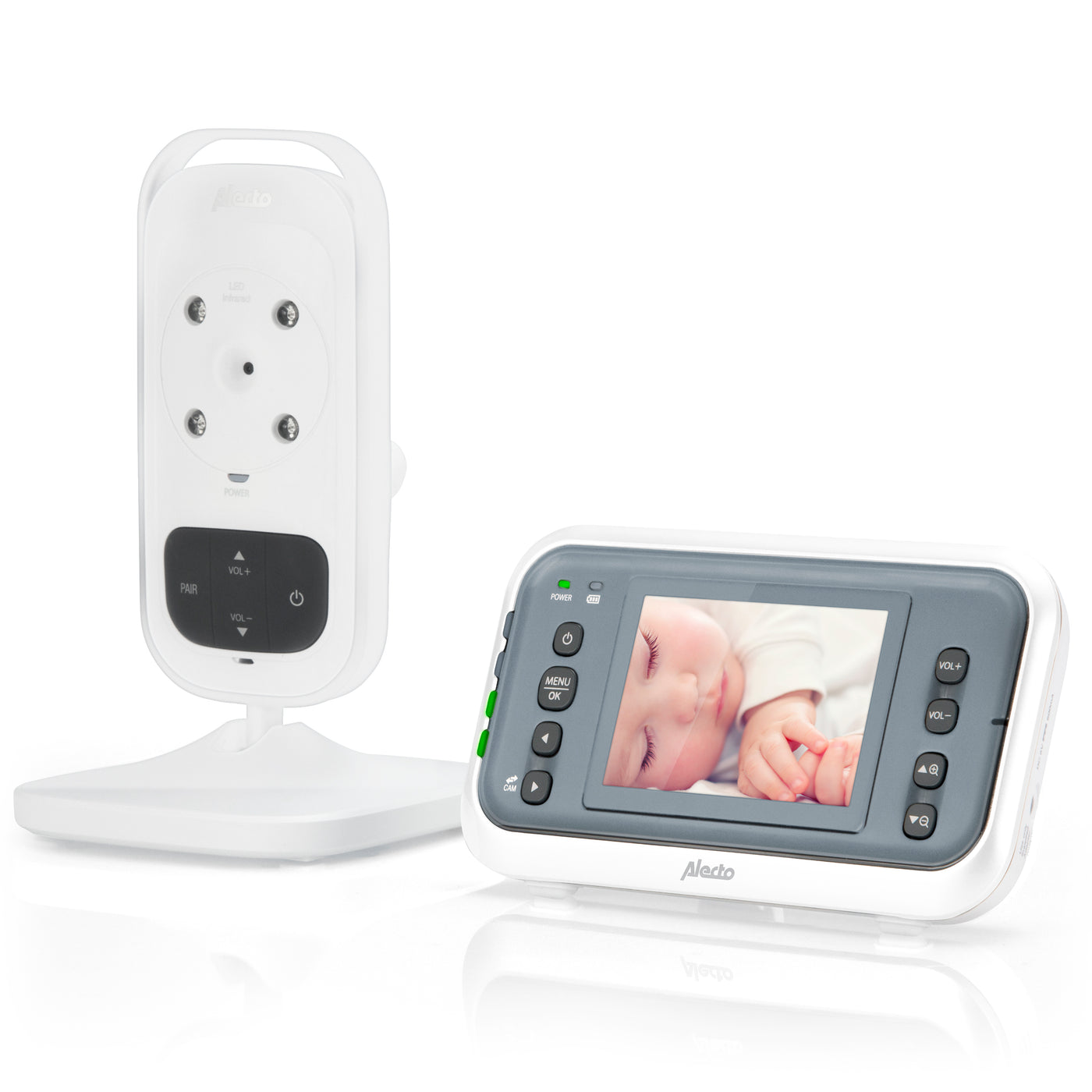 Alecto DVM-76 - Babyphone mit Kamera und 2.8"-Farbdisplay, Weiß/Anthrazit