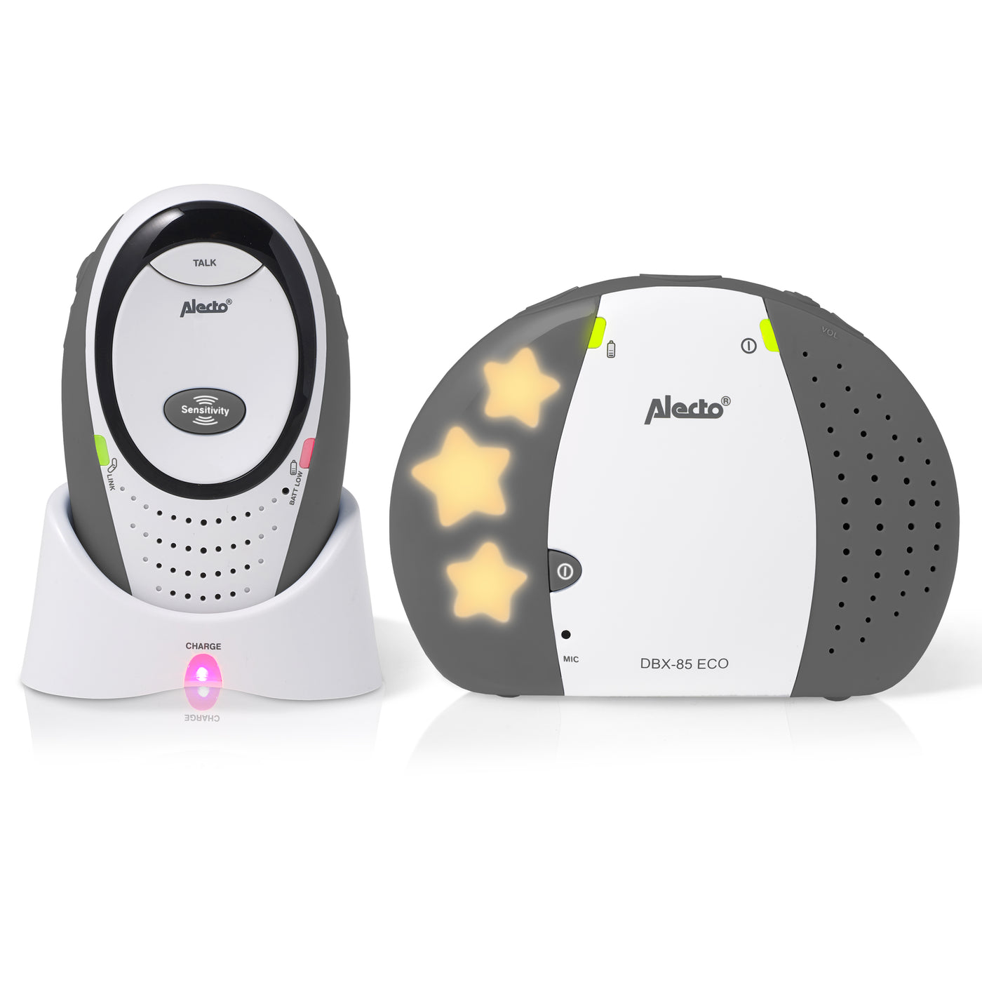 Alecto DBX-85 LIMITED - DECT Babyphone mit Full ECO-Modus, weiß/anthrazit