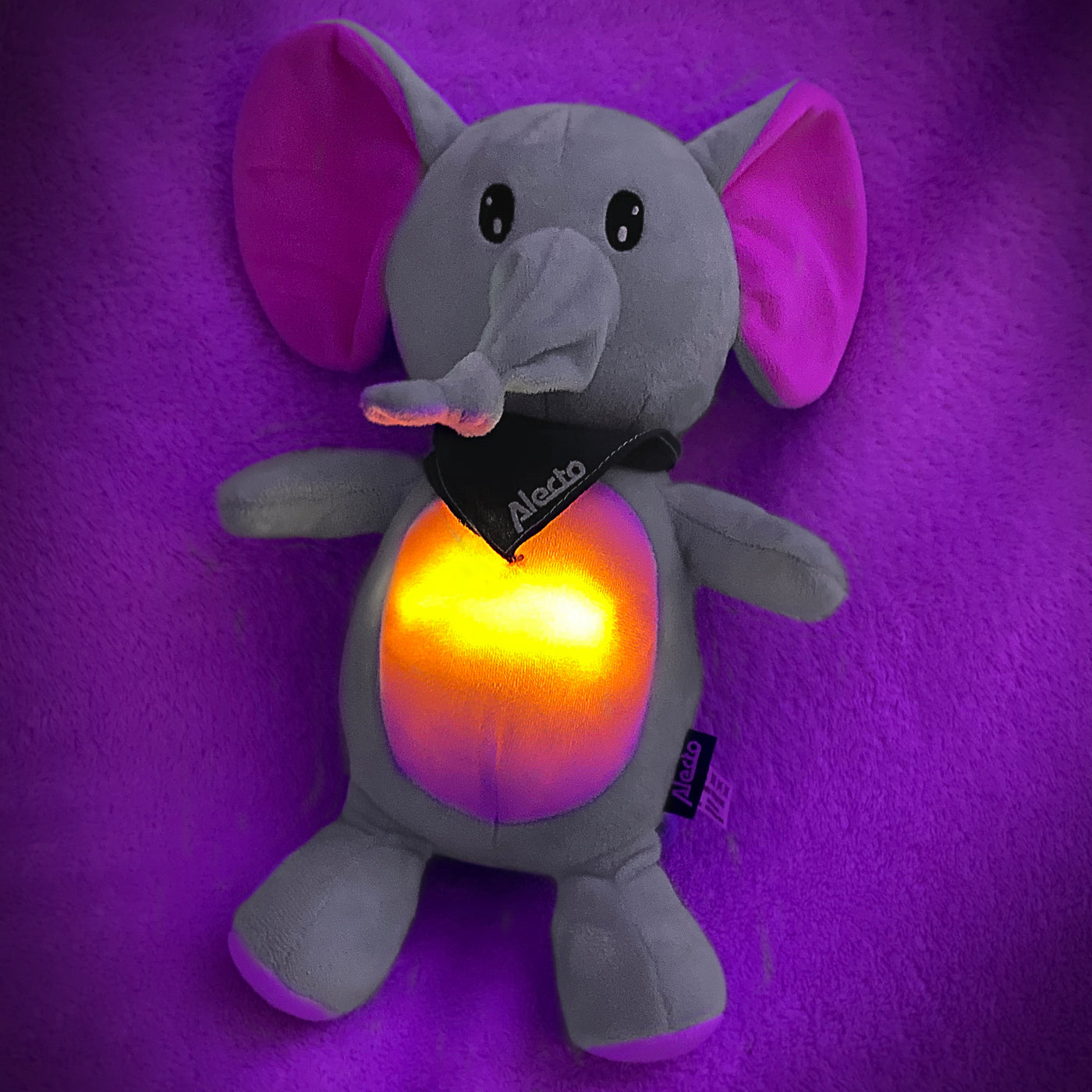 Alecto BC350 - Elefant-Plüschtier mit beruhigenden Klängen und Nachtlicht