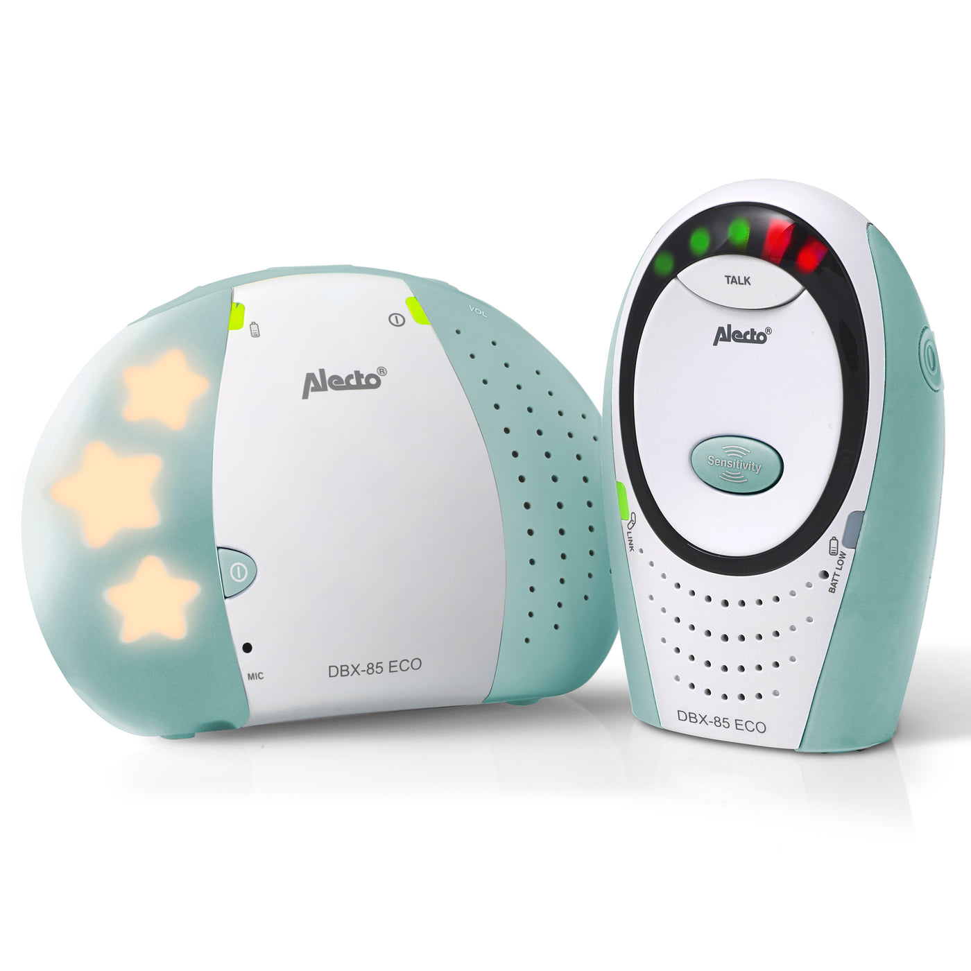 Alecto DBX-85MT - DECT Babyphone mit Full ECO-Modus, weiß/Minzgrün
