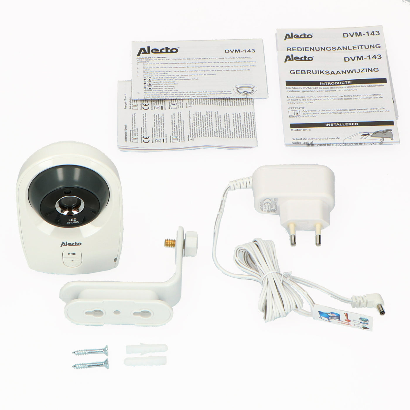 Alecto DVM-143C - Zusätzliche Kamera für DVM-143 / DVM-200 / DVM-207 / DVM-210, Weiß/Anthrazit