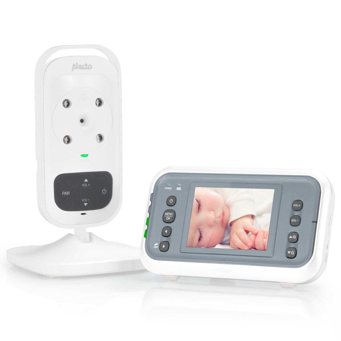 Alecto DVM-76 - Babyphone mit Kamera und 2.8"-Farbdisplay, Weiß/Anthrazit