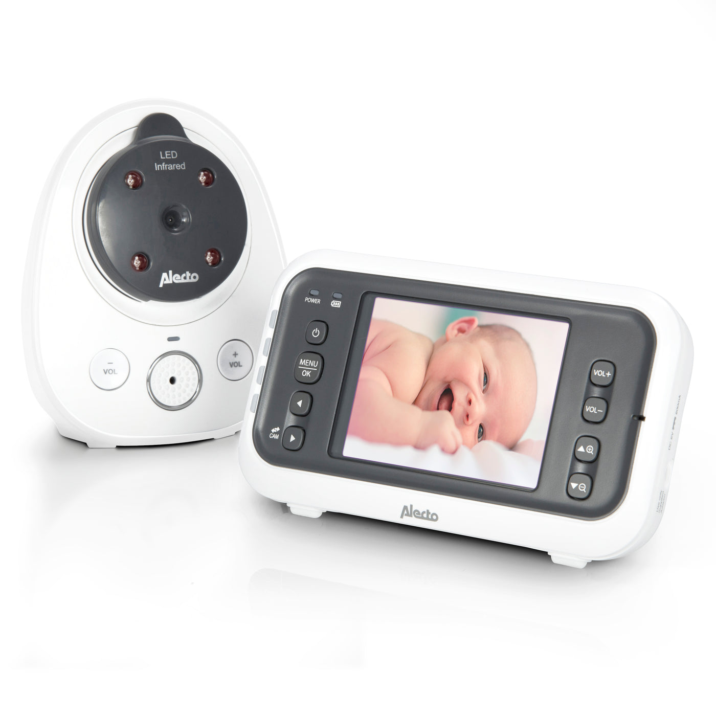 Alecto DVM-77 - Babyphone mit Kamera und 2.8"-Farbdisplay, Weiß/Anthrazit