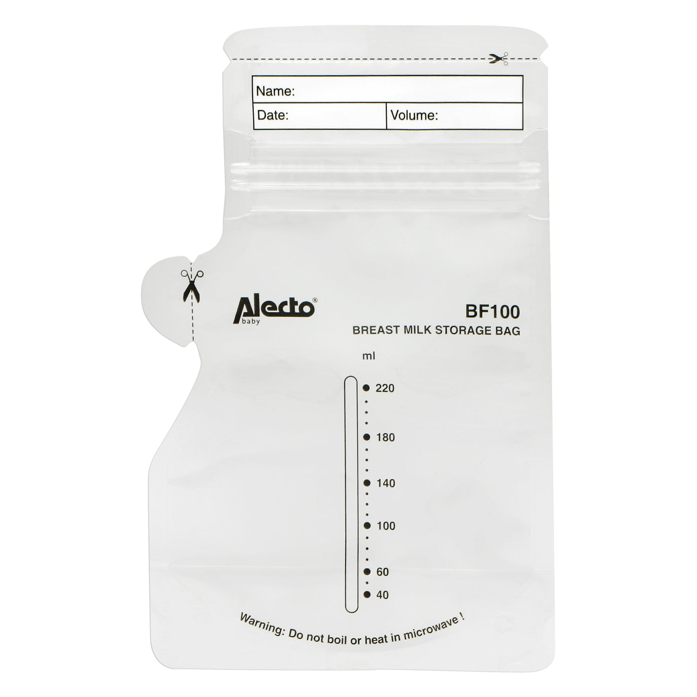 Alecto BF100 - Aufbewahrungsbeutel für Muttermilch 220 ml, 100 Stück