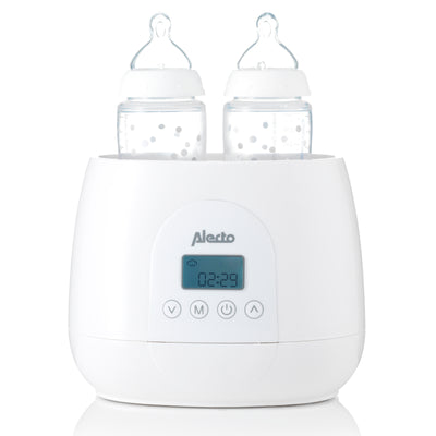Alecto BW700TWIN - Schneller digitaler duo Flaschenwärmer zum Erwärmen, Sterilisieren und Auftauen, weiß