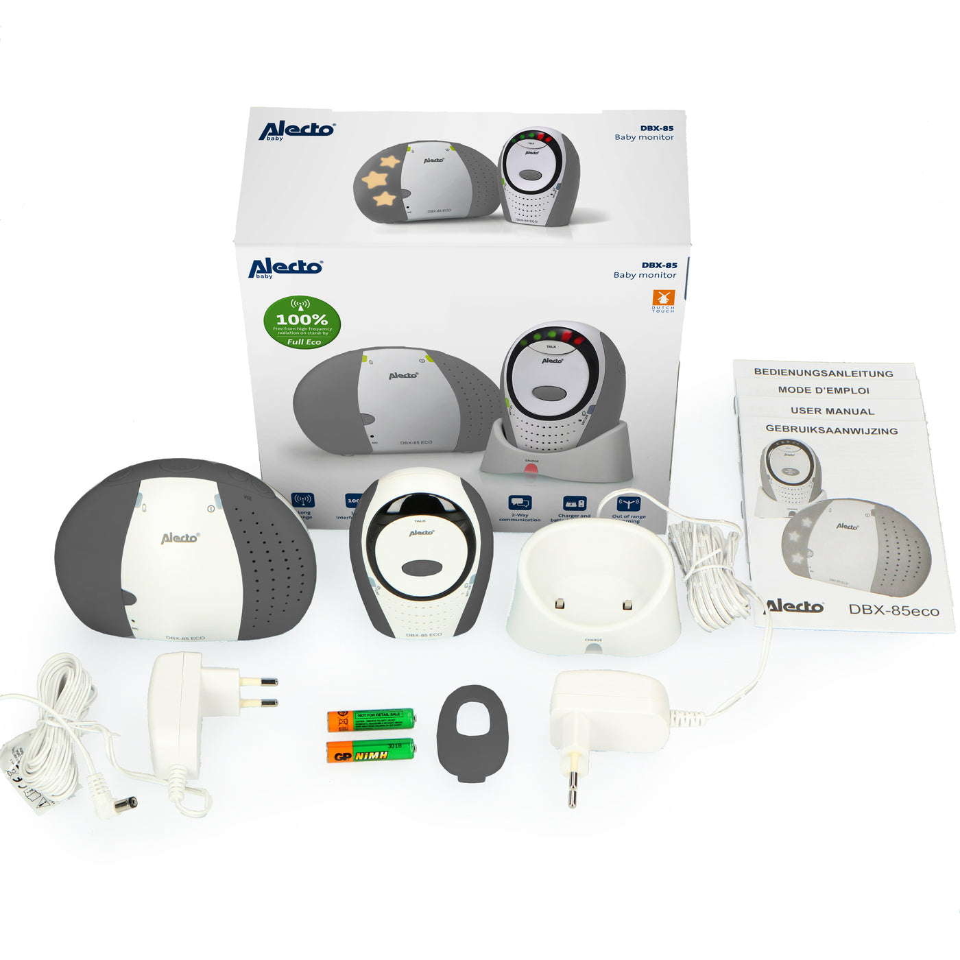 Alecto DBX-85 LIMITED - DECT Babyphone mit Full ECO-Modus, weiß/anthrazit